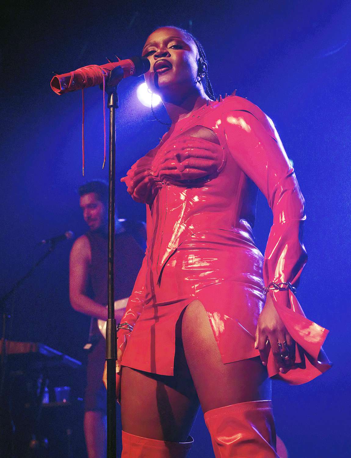 Ghanaian-American singer Ama Serwah Genfi, aka Amaarae, performs live on stage during a concert at the Astra on March 9, 2024 in Berlin, Germany.