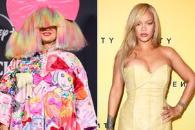 Australian singer-songwriter Sia poses in the press room during the 38th Annual Rock & Roll Hall Of Fame Induction Ceremony at Barclays Center on November 03, 2023 in New York City.; Rihanna Celebrates New Product Launch For Her Fenty Beauty Brand at 7th Street Studios on April 26, 2024 in Los Angeles, California.