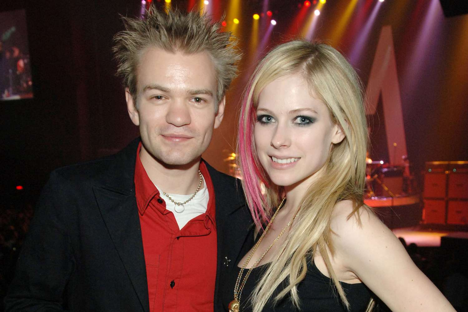 Deryck Whibley and Avril Lavigne attend the Maroon 5 concert in the VIP Sky Lounge at The Pearl at The Palms Casino Resort on November 10, 2007