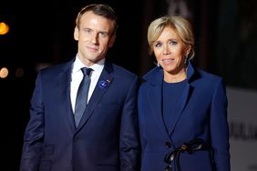 Emmanuel Macron and Brigitte Macron attend a dinner with Heads of State at the Orsay museum on November 10, 2018 in Paris, France.