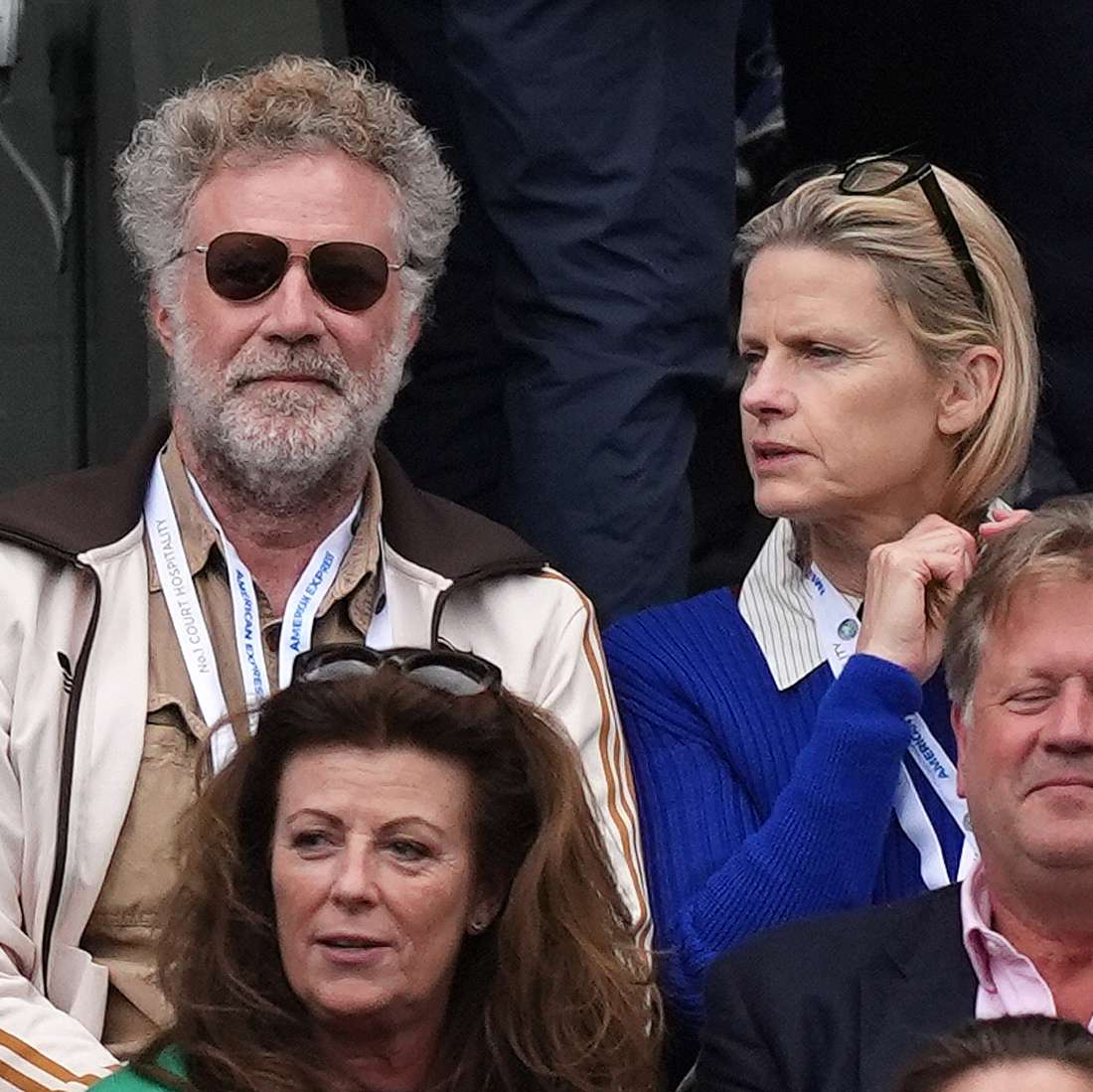 Will Ferrell and Viveca Paulin in attendance at centre count on day twelve of the 2024 Wimbledon Championships at the All England Lawn Tennis and 