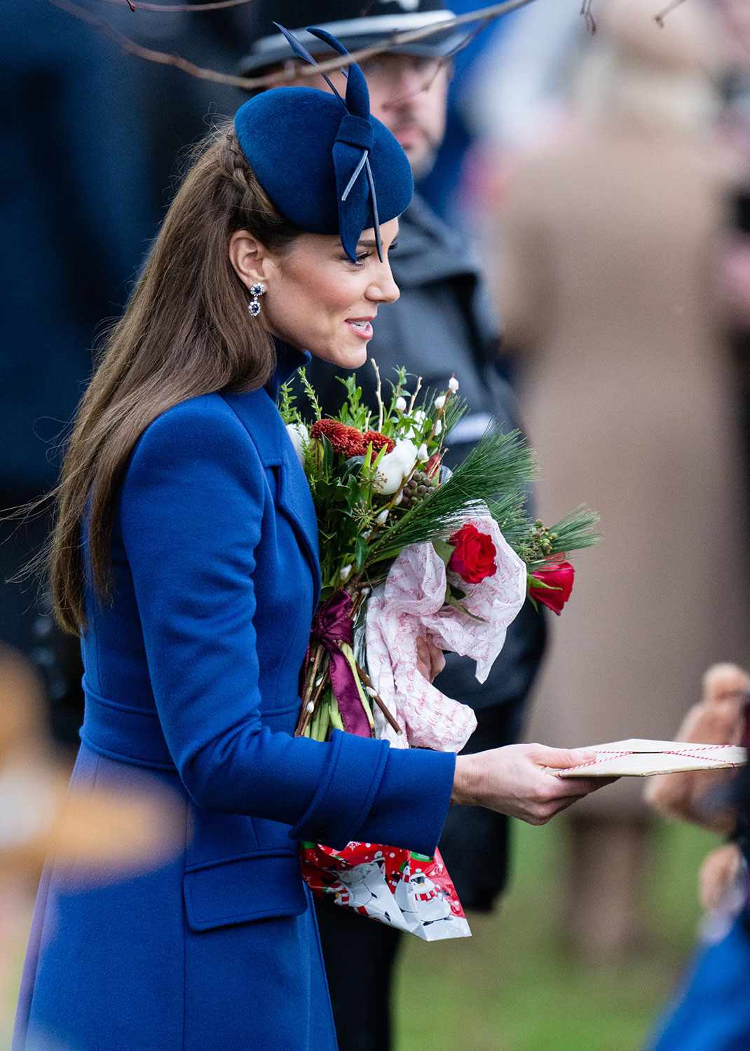 SANDRINGHAM, NORFOLK - DECEMBER 25: Catherine, Princess of Wales attends the Christmas Morning Service at Sandringham Church on December 25, 2023 in Sandringham, Norfolk. 