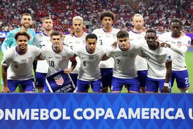 The United States starters pose for a photo before the CONMEBOL Copa America match between Panama and the United States on June 27, 2024