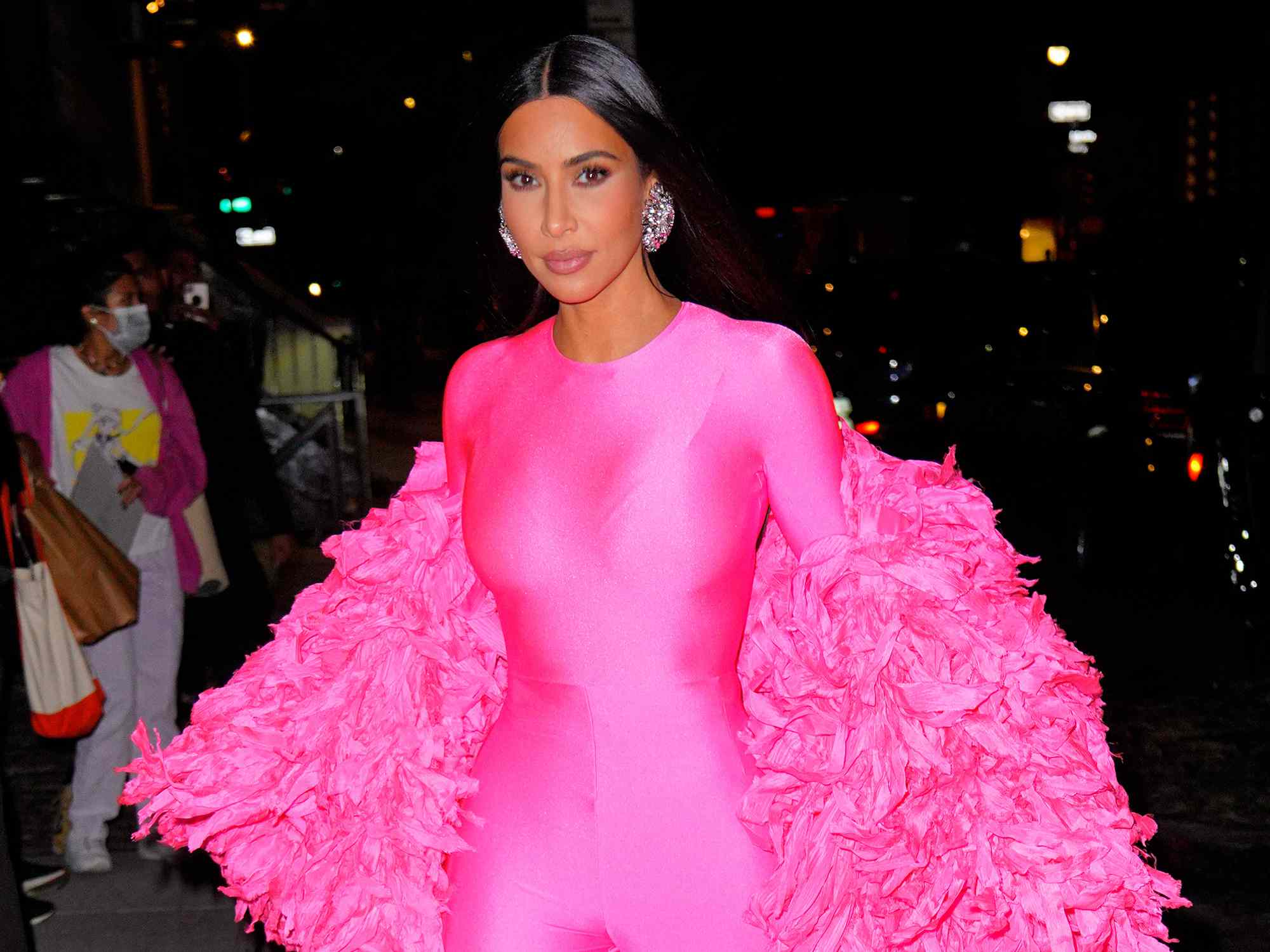 Kim Kardashian arrives at the afterparty for "Saturday Night Live" on October 10, 2021 in New York City