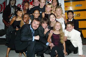 Jack Black and fellow cast members attend the premiere of the movie "School of Rock" at the Cinerama Dome September 24, 2003 in Hollywood, California.