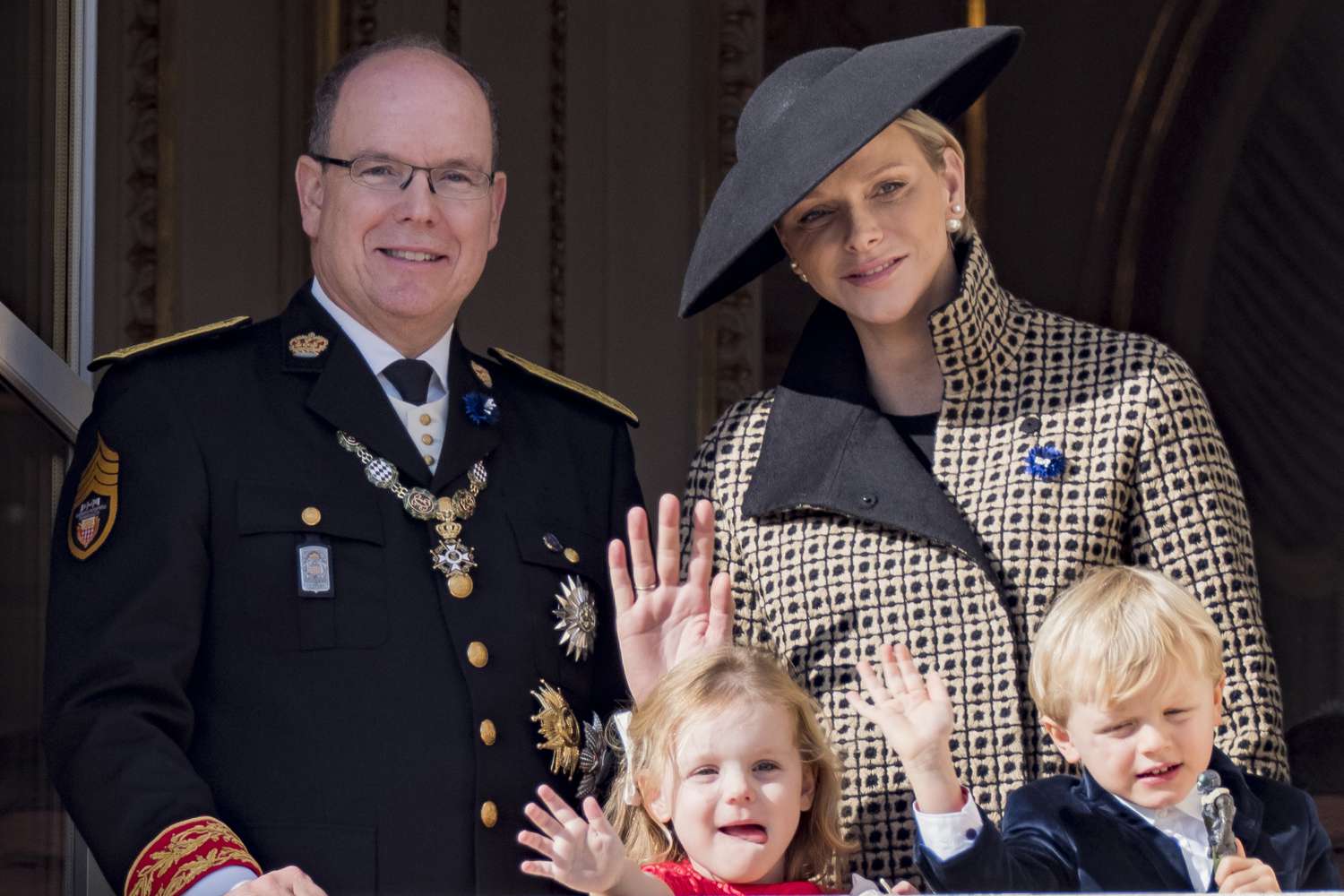 Prince Albert II of Monaco and Princess Charlene of Monaco with their children Prince Jacques of Monaco and Princess Gabriella of Monaco