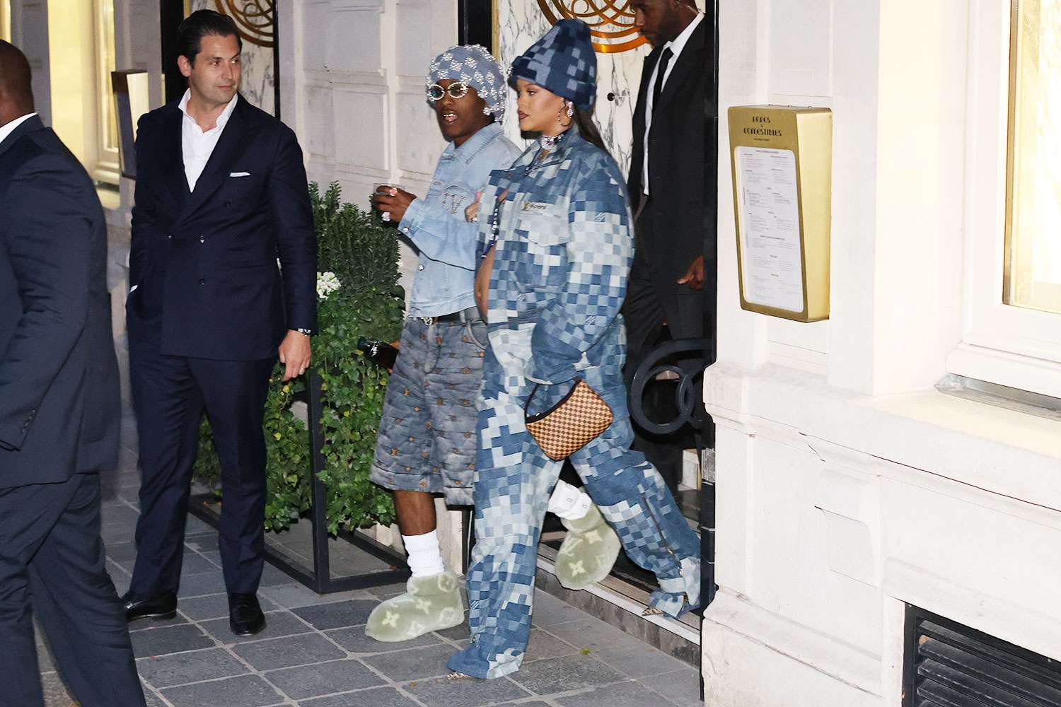 Rihanna and Asap Rocky leave their hotel for the Louis Vuitton show. Rihanna and Asap Rocky step out at 10 p.m. as the show starts at 9:30 p.m.