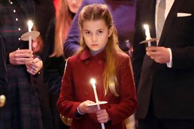 Britain's Princess Charlotte of Wales (C) attends the "Together At Christmas" Carol Service" at Westminster Abbey in London on December 8, 2023