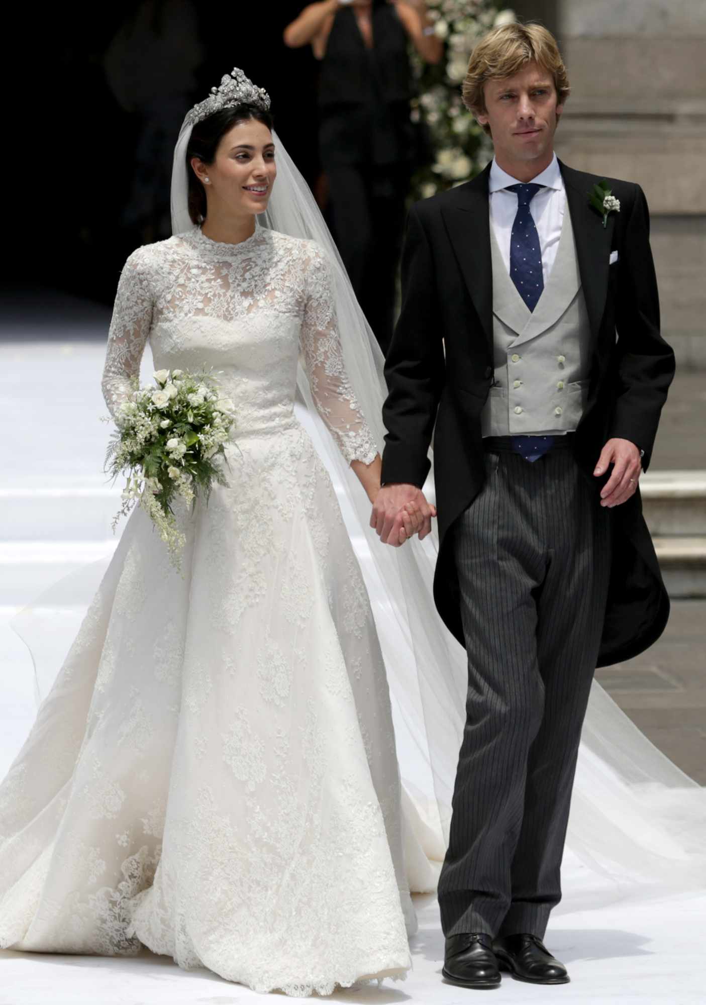 Alessandra de Osma and Prince Christian of Hanover leave the church after their wedding at Basilica San Pedro on March 16, 2018 in Lima, Peru