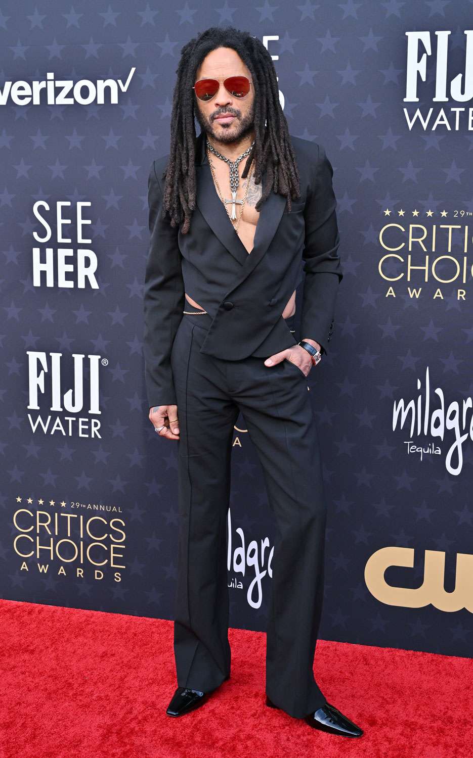 Lenny Kravitz attends the 29th Annual Critics Choice Awards at Barker Hangar on January 14, 2024 in Santa Monica, California.