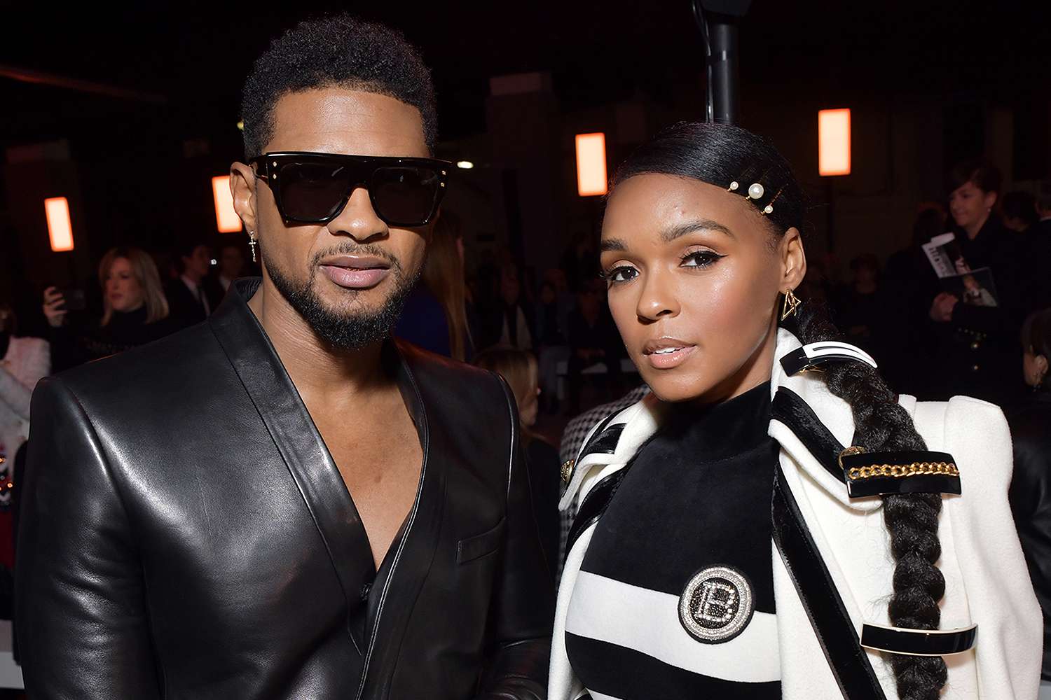 Usher and Janelle Monae in the front row, Balmain show, Fall Winter 2020, Paris Fashion Week, France - 28 Feb 2020