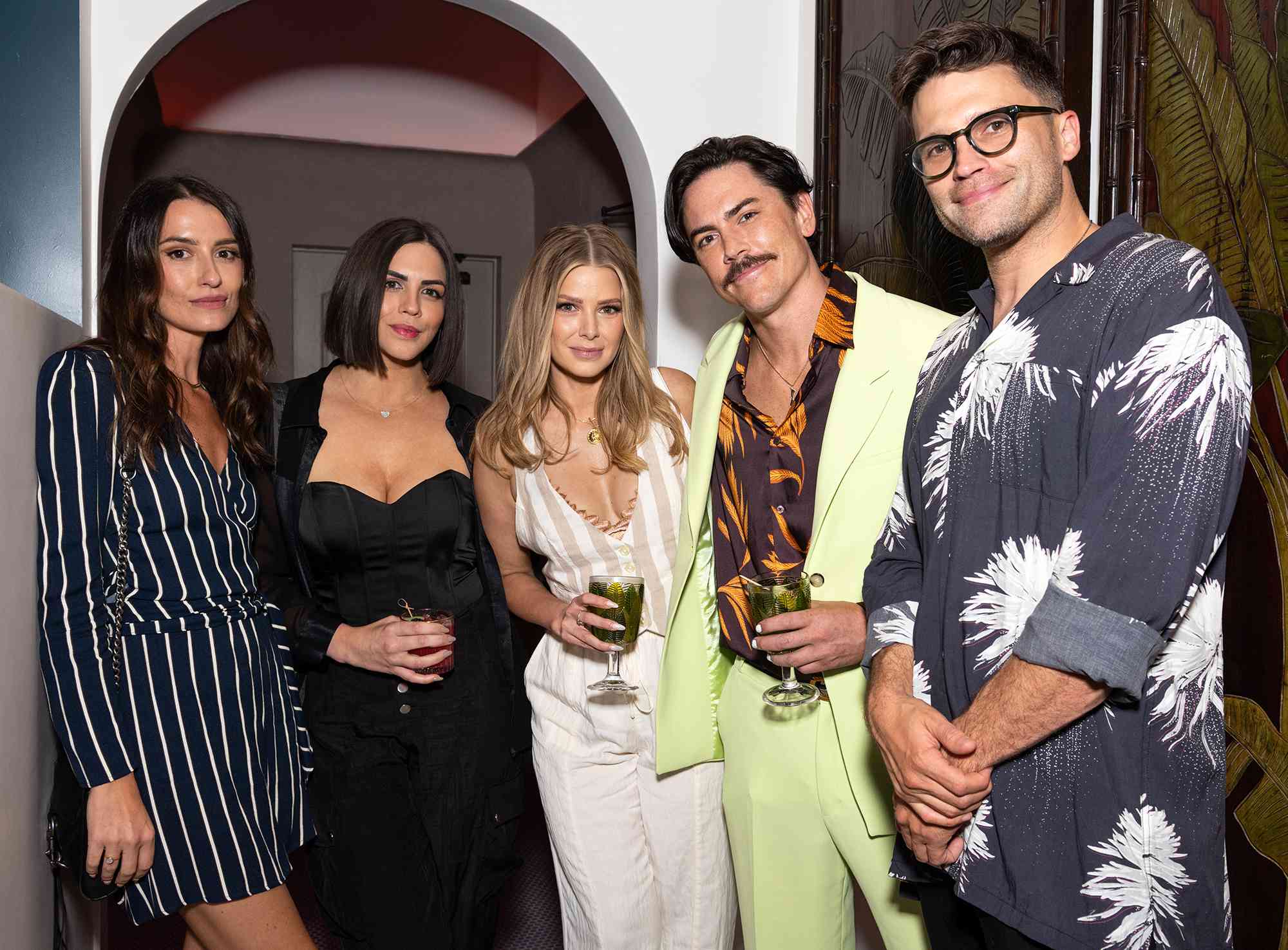 Kristina Kelly, Katie Maloney, Ariana Madix, Tom Sandoval and Tom Schwartz attend the Friends and Family Opening at Schwartz & Sandy's with the cast of "Vanderpump Rules" at Schwartz & Sandy's Lounge on July 26, 2022 in Los Angeles, California