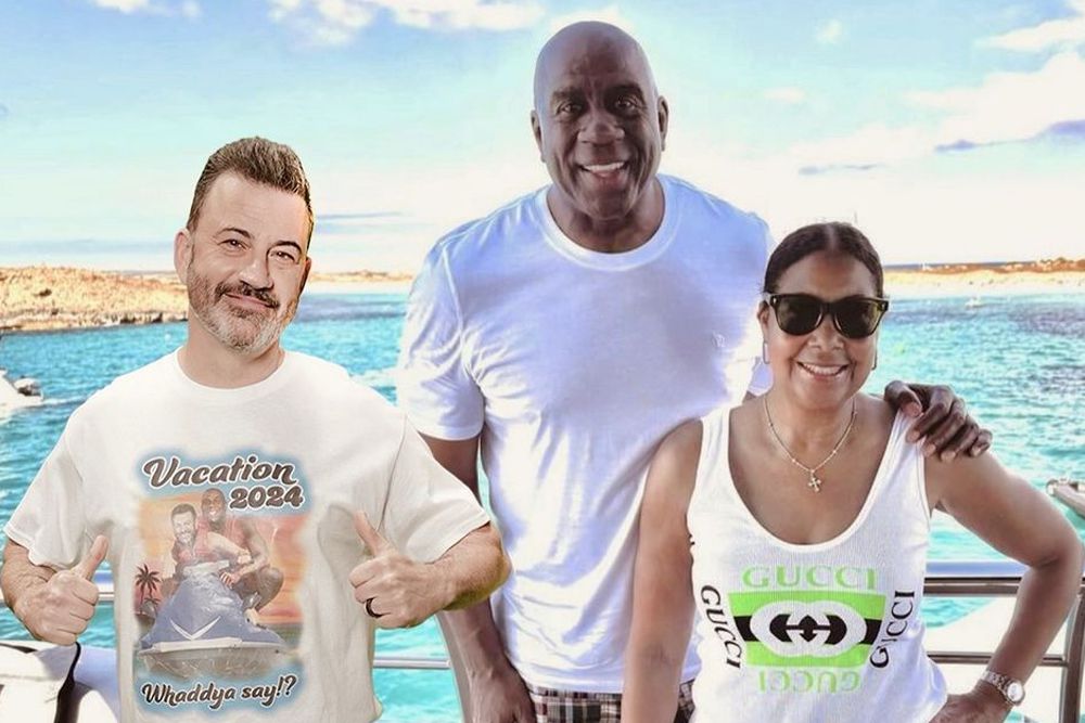 Jimmy Kimmel photoshopped into Magic Johnson family vacation photo