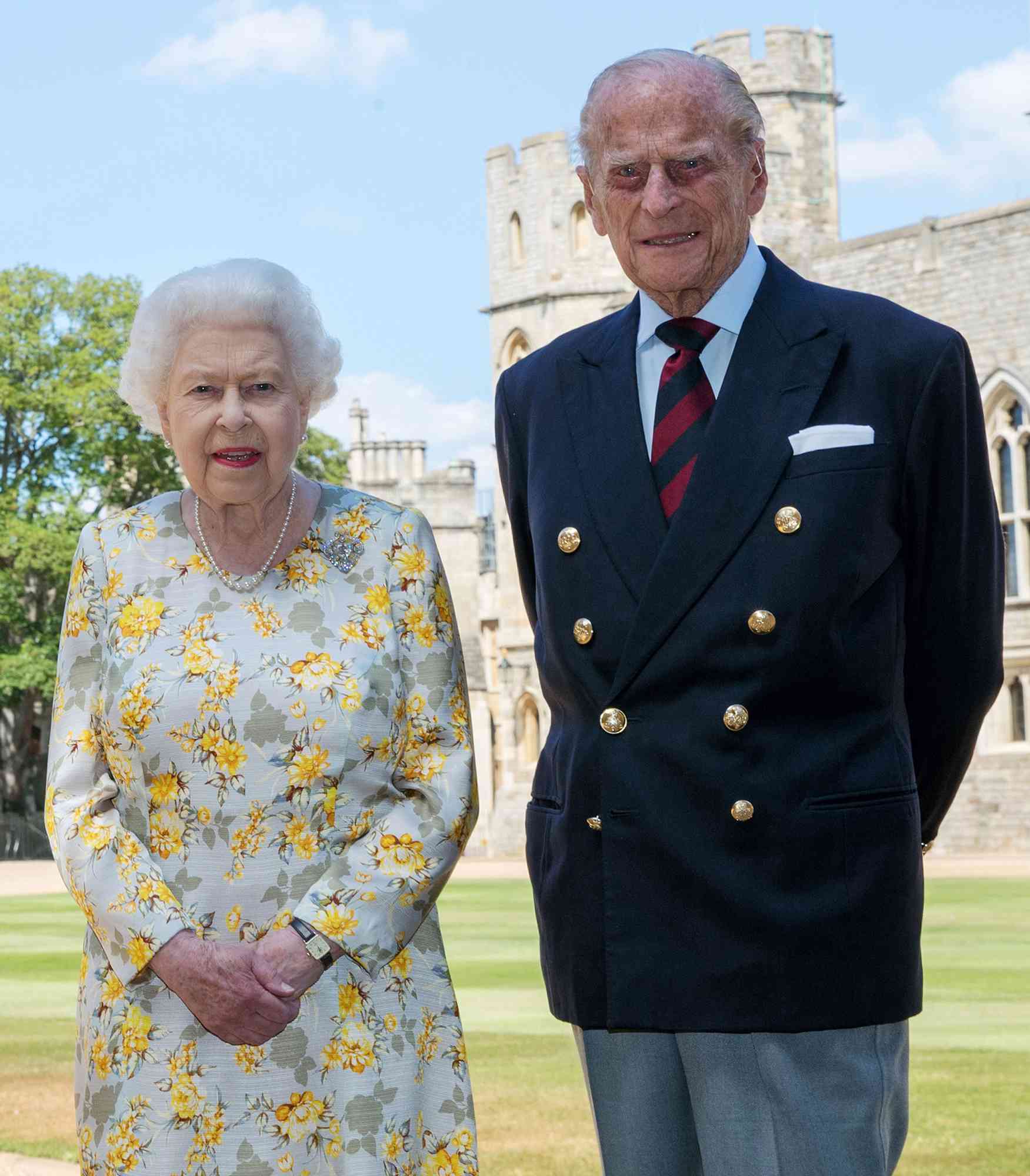 Queen Elizabeth II and the Duke of Edinburgh pictured 1/6/2020 in the quadrangle of Windsor Castle ahead of his 99th