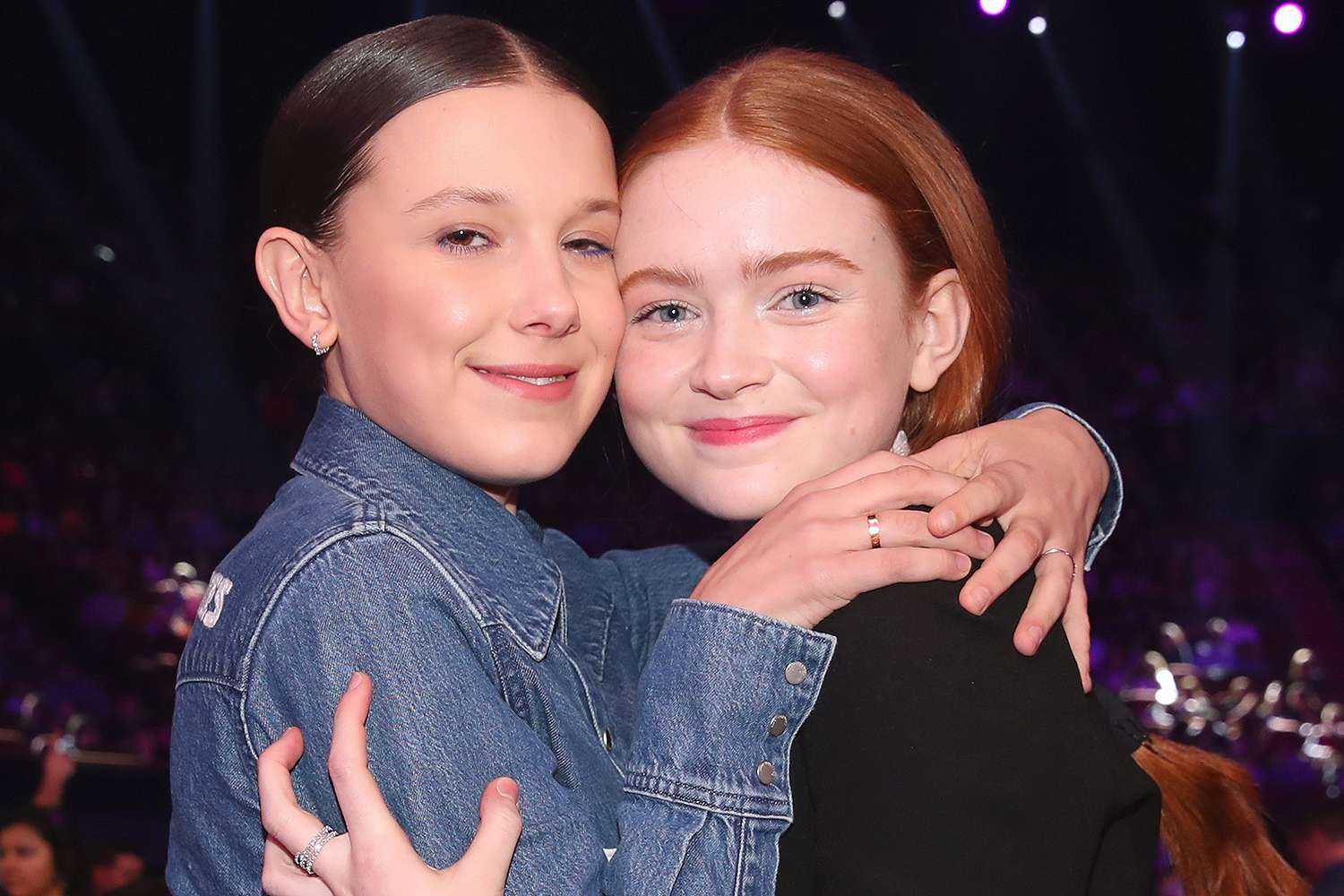 Millie Bobby Brown and Sadie Sink onstage at Nickelodeon's 2018 Kids' Choice Awards at The Forum on March 24, 2018 in Inglewood, California.