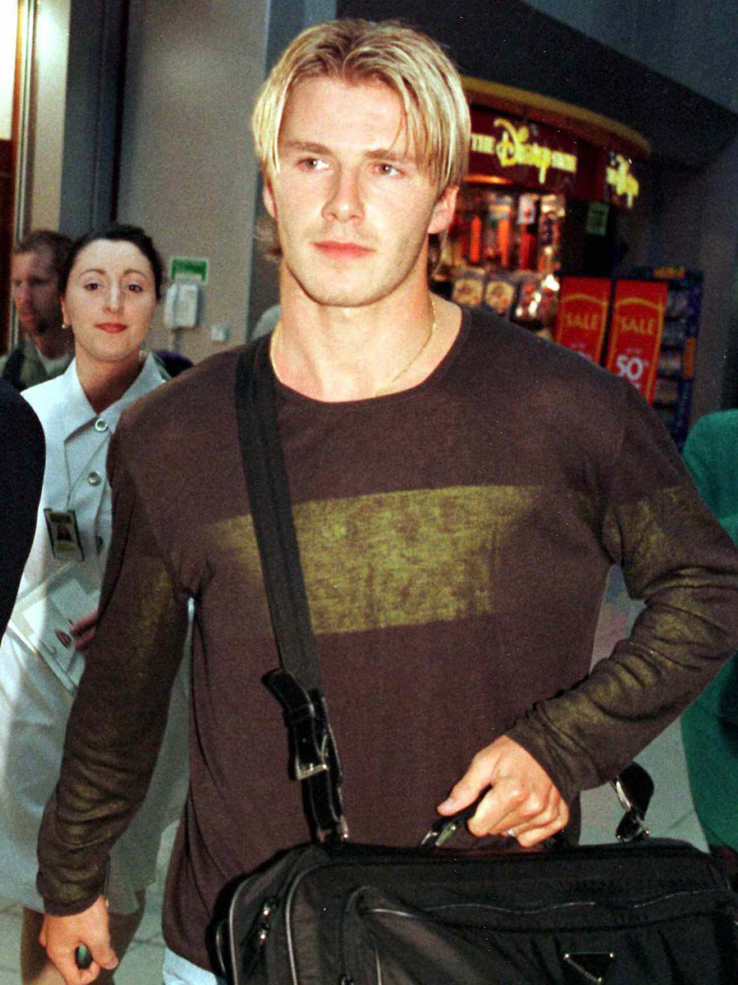 David Beckham after the English team's return from the 1998 FIFA World Cup.