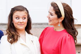 Crown Princess Mary of Denmark and Princess Isabella of Denmark during the confirmation of Princess Isabella of Denmark at on April 30, 2022 in Fredensborg, Denmark. 