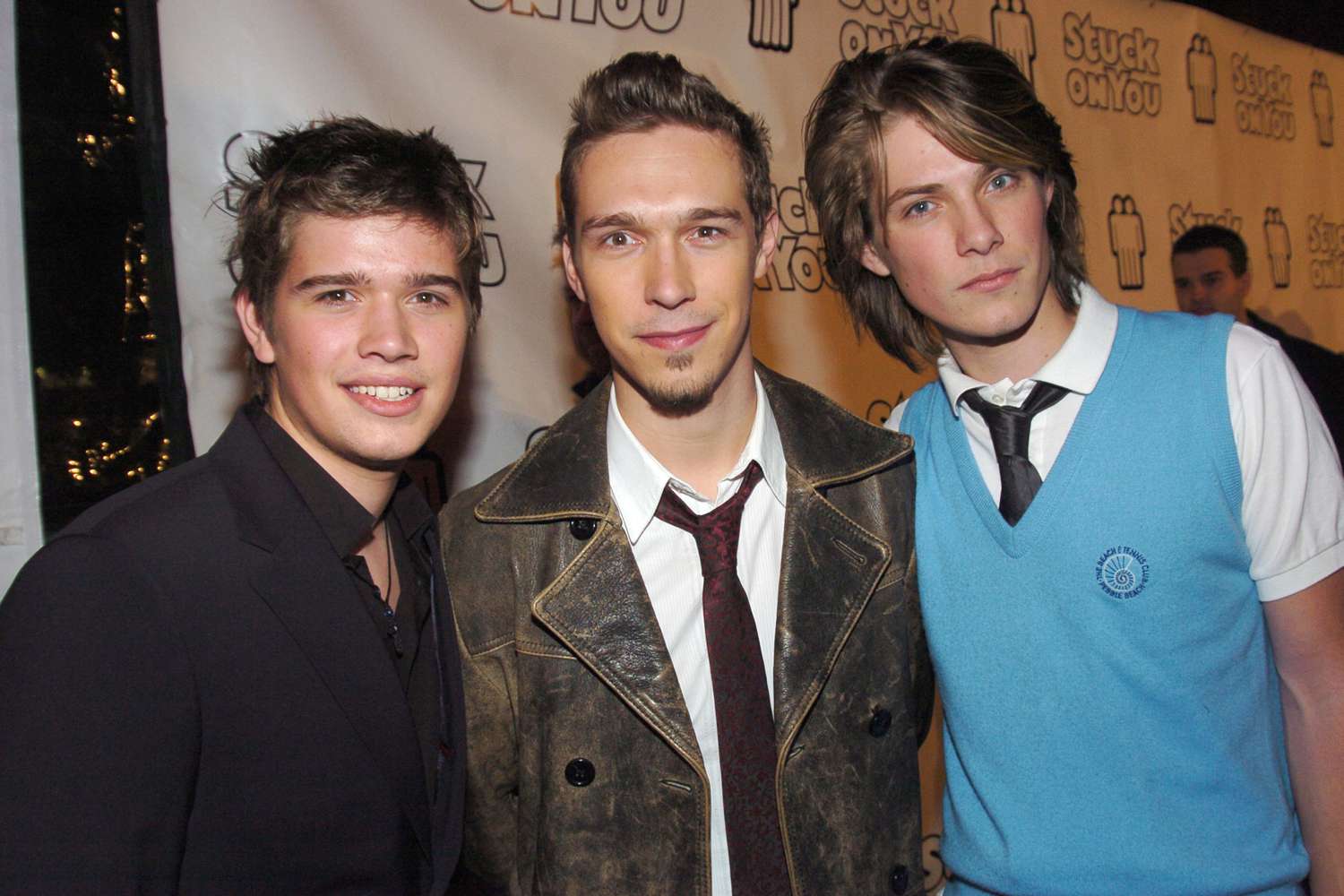 Zac Hanson, Isaac Hanson and Taylor Hanson during "Stuck On You" - New York Premiere - Inside Arrivals at Clearview Chelsea Cinema in New York City, New York, United States