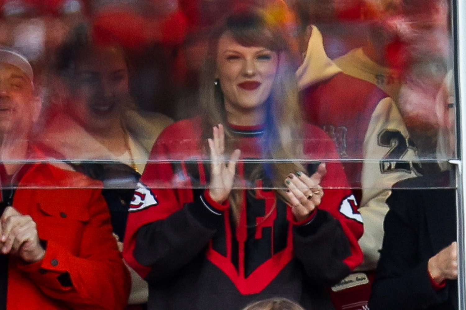 Taylor Swift looks on during the game between the Buffalo Bills and the Kansas City Chiefs