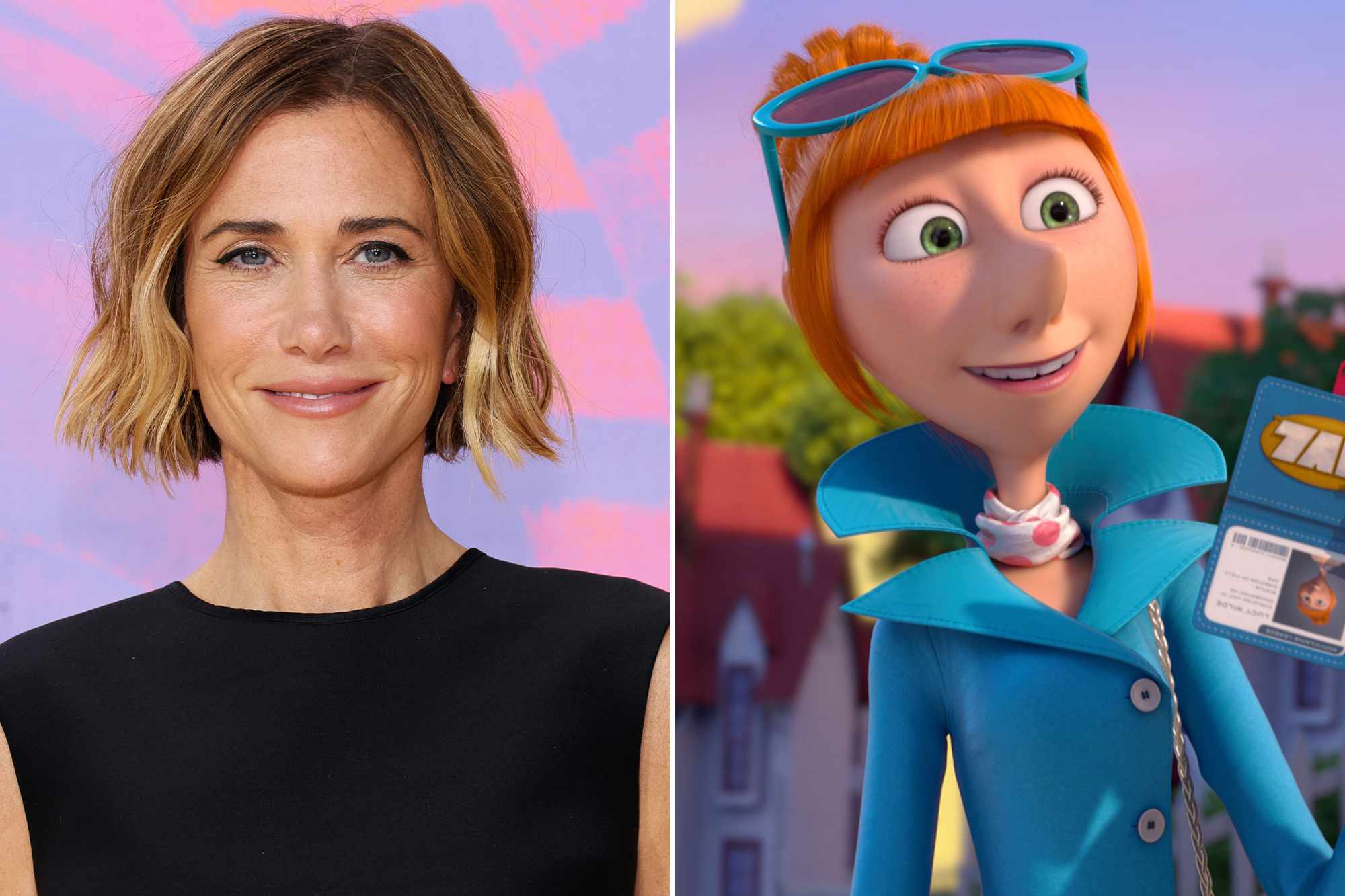 Kristen Wiig attends the "Despicable Me 4" New York Premiere on June 09, 2024 in New York City. ; Lucy in 'Despicable Me 2'. 