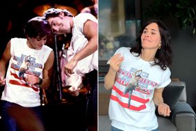 Bruce Springsteen and Courteney Cox at the filming of the video for Dancing in the Dark on 6/27/84 in Minneapolis, Mn; Courteney Cox dancing