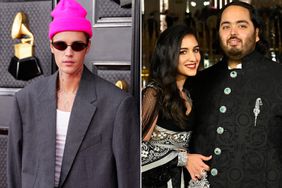  Justin Bieber (L) Radhika Merchant and Anant Ambani (R)