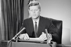 President John F. Kennedy is shown at the White House today just prior to his joint radio-television speech to the nation