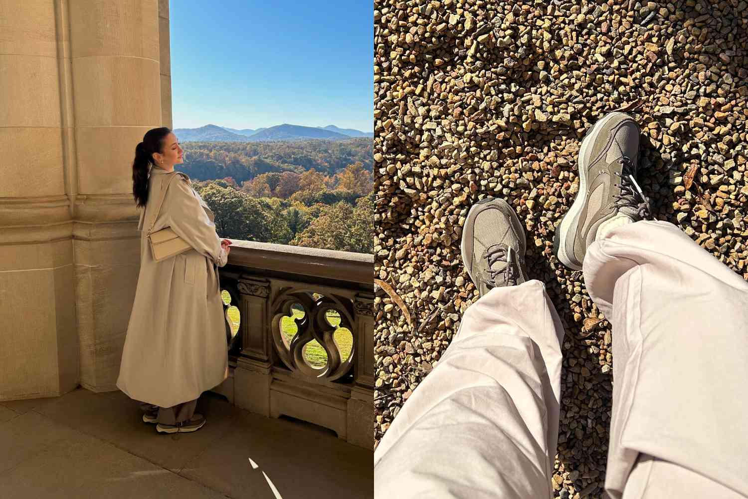 Split image of a person wearing the Terrawave Sneakers outdoors