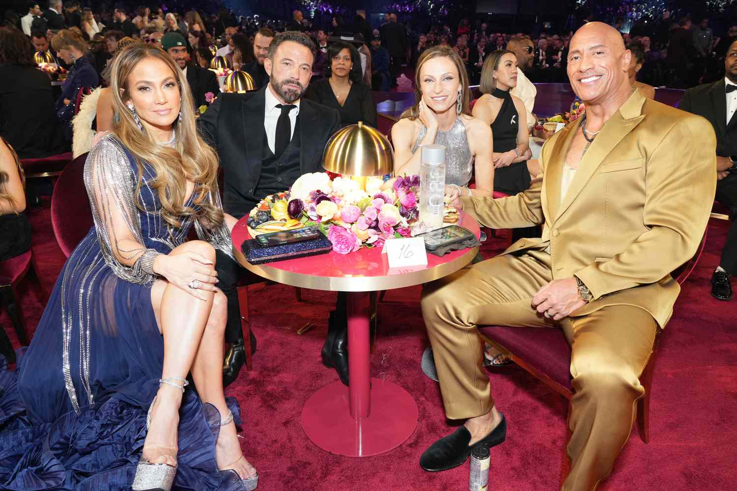 65th GRAMMY Awards - Jennifer Lopez, Ben Affleck, Lauren Hashian, and Dwayne Johnson