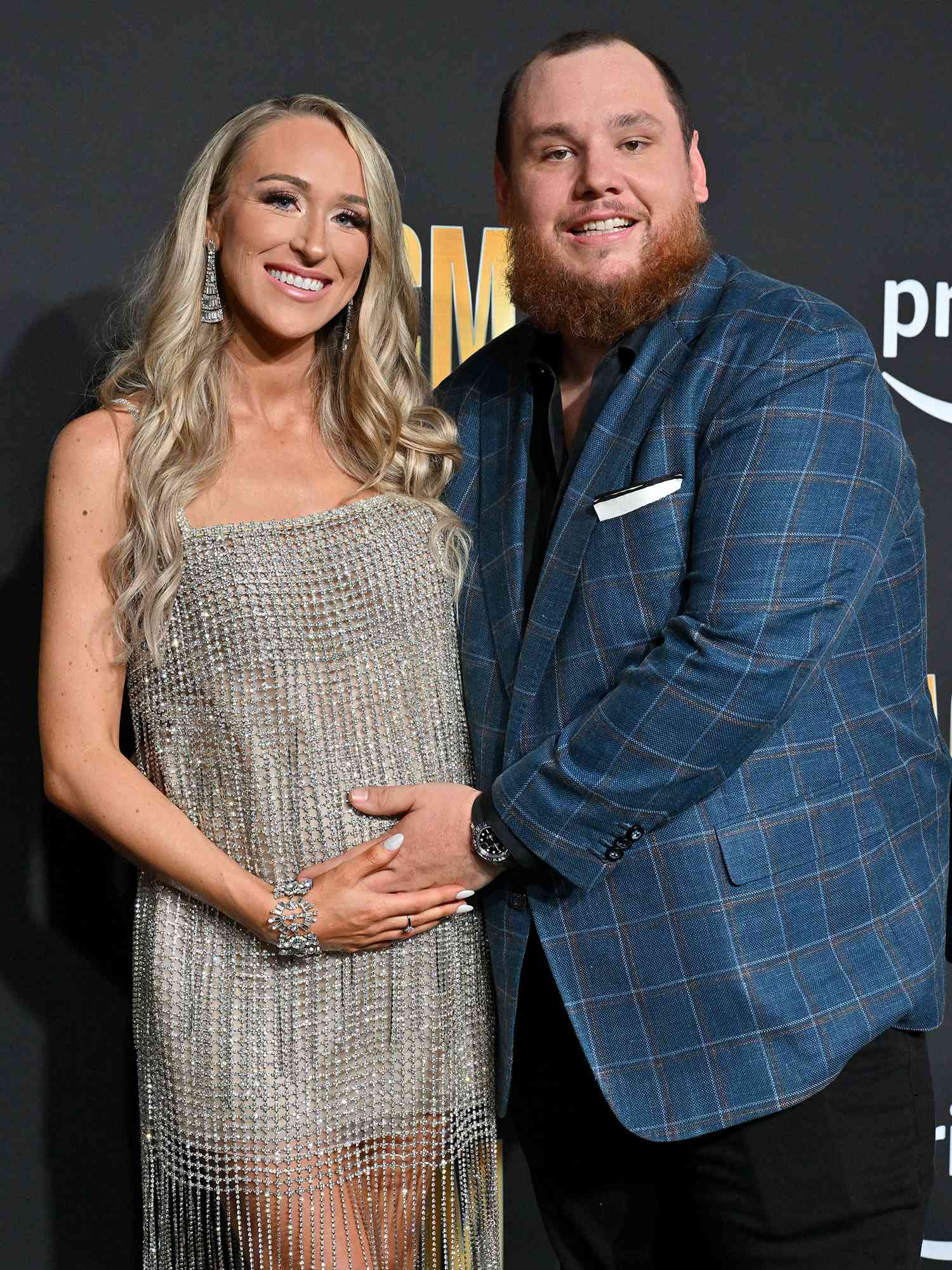 Nicole Combs and Luke Combs attend the 58th Academy of Country Music Awards