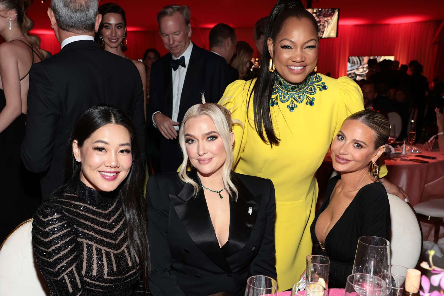 Crystal Kung, Erika Jayne, Garcelle Beauvais, and Dorit Kemsley attend the Elton John AIDS Foundation's 30th Annual Academy Awards Viewing Party