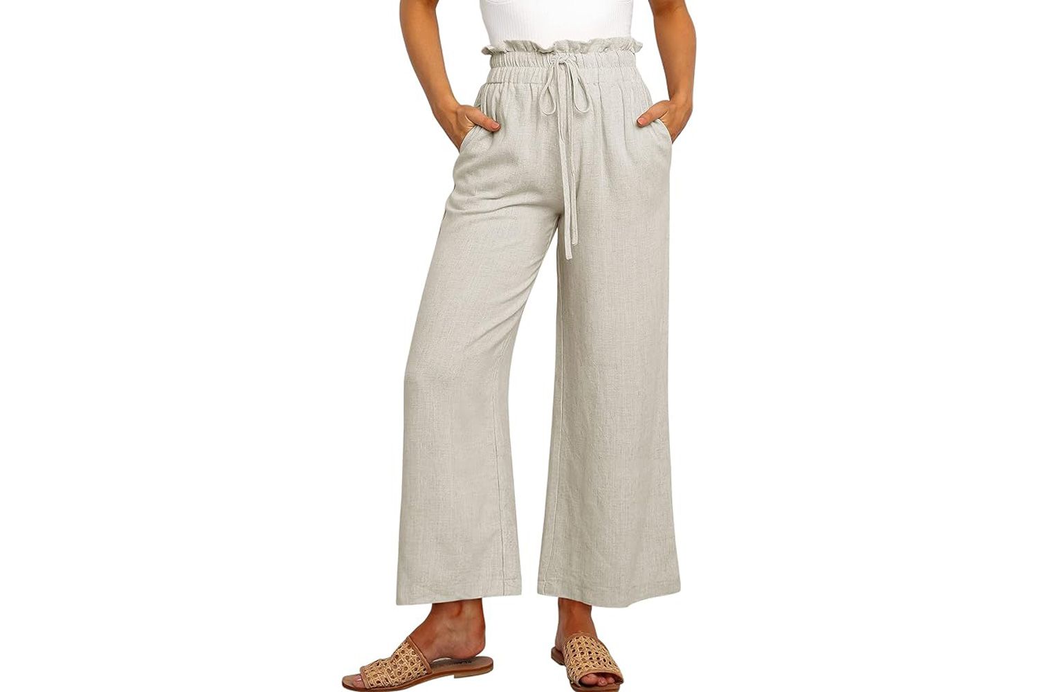 Amazon ANRABESS Women's Linen Pants Casual Loose High Waist Drawstring