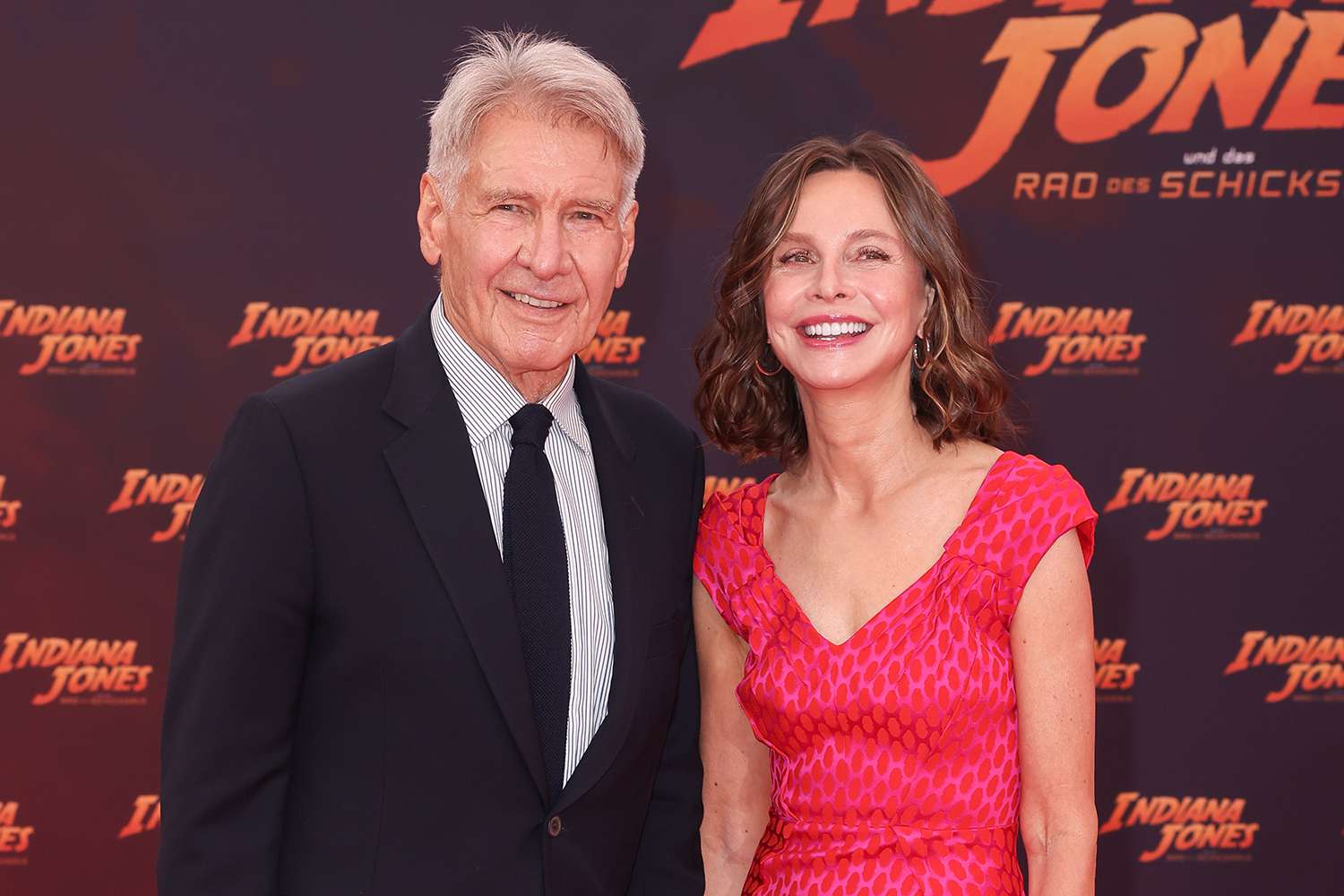 Harrison Ford and Calista Flockhart attend the premiere of "Indiana Jones und das Rad des Schicksals" 