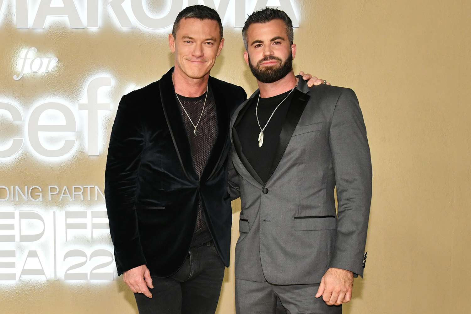 Luke Evans and Fran Tomas attend the LuisaViaRoma for UNICEF Winter Gala