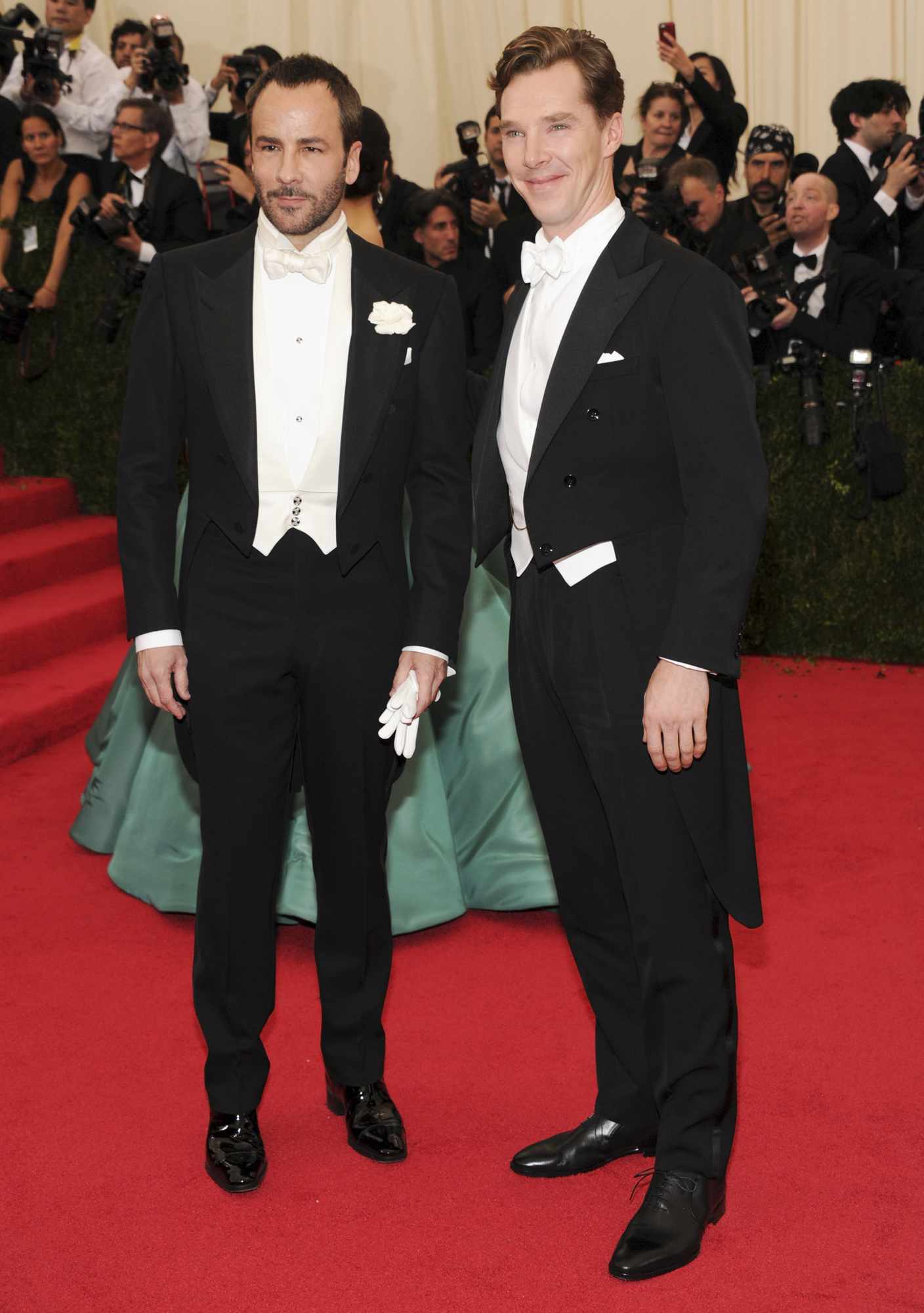 Tom Ford and Benedict Cumberbatch attend the "Charles James: Beyond Fashion" Costume Institute Gala at the Metropolitan Museum of Art on May 5, 2014 in New York City.