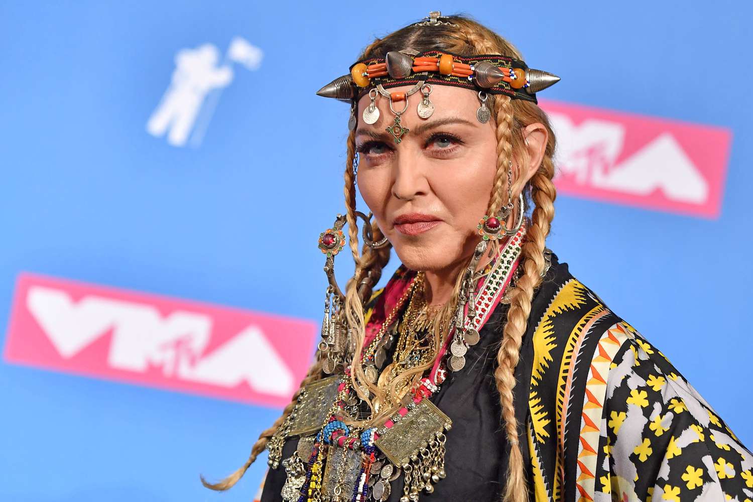 Madonna poses in the press room at the 2018 MTV Video Music Awards at Radio City Music Hall in New York City