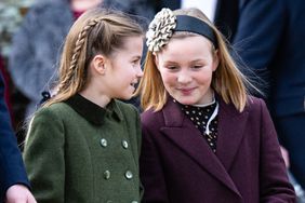 Princess Charlotte of Wales and Mia Tindall attend the Christmas Morning Service at Sandringham Church on December 25, 2023