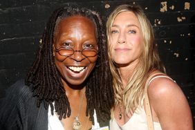 Whoopi Goldberg and Jennifer Aniston pose backstage at the hit play "Oh, Mary!" on Broadway