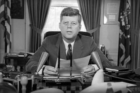 President John F. Kennedy today broadcasts a message of American ideals overseas in a brief message highlighting the opening of a new voice of America transmitter complex at Greenville, N.C. speaking over VOA circuits from his office, Kennedy said "today the voice is strong where it once was weak." He said the transmitter complex will mean VOA broadcasts "can better reach those whose masters seek to drown it out with jamming."