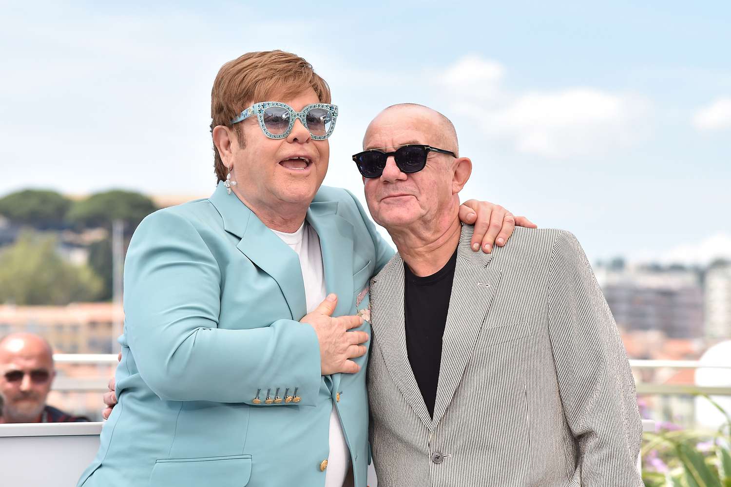 Sir Elton John and Bernie Taupin attend the photocall for "Rocketman" during the 72nd annual Cannes Film Festival on May 16, 2019 in Cannes, France