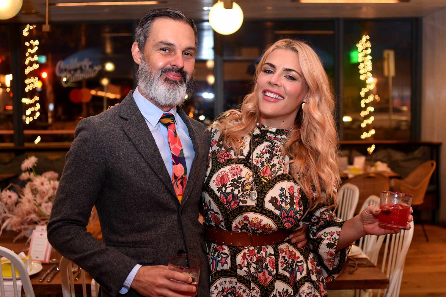 Marc Silverstein and Busy Philipps attend Create & Cultivate and Mastercard Intimate Dinner at Cafe no se on March 08, 2019 in Austin, Texas. 