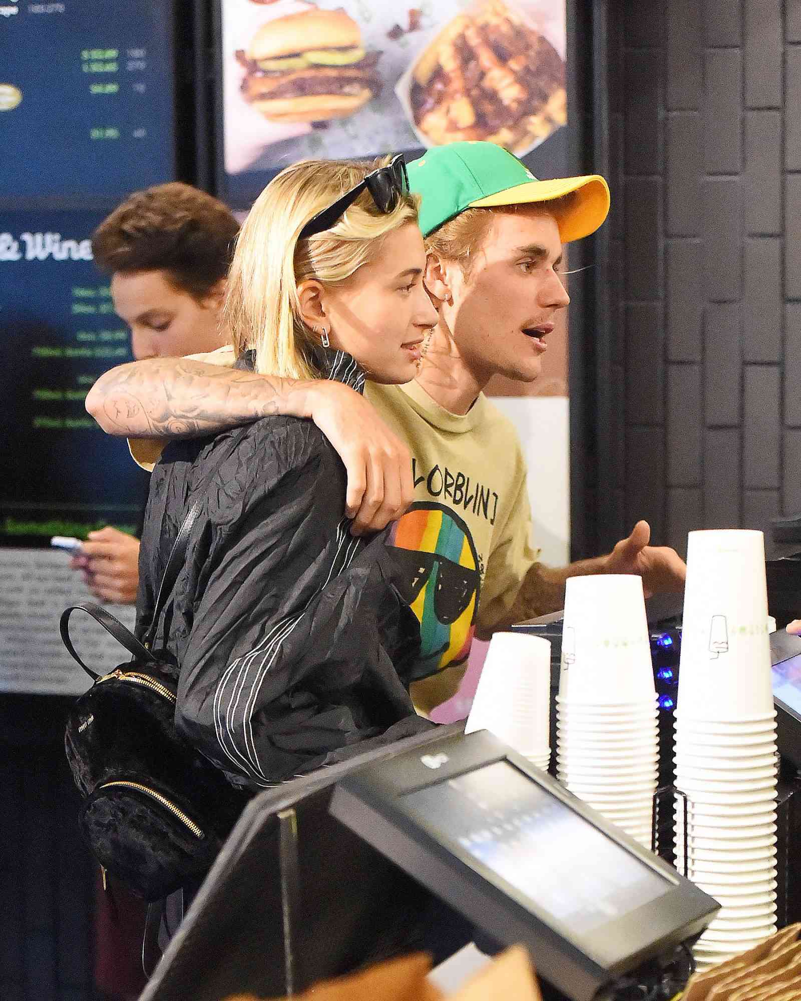 Justin Bieber and Hailey Baldwin order food at Shake Shack in New York City