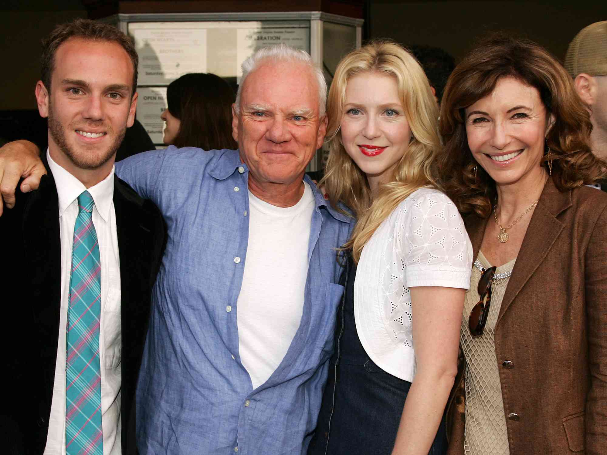 Malcolm McDowell and Mary Steenburgen pose with their son Charlie McDowell and daughter Lilly McDowell at the premiere of the short film "Bye Bye Benjamin" on June 5, 2006. 