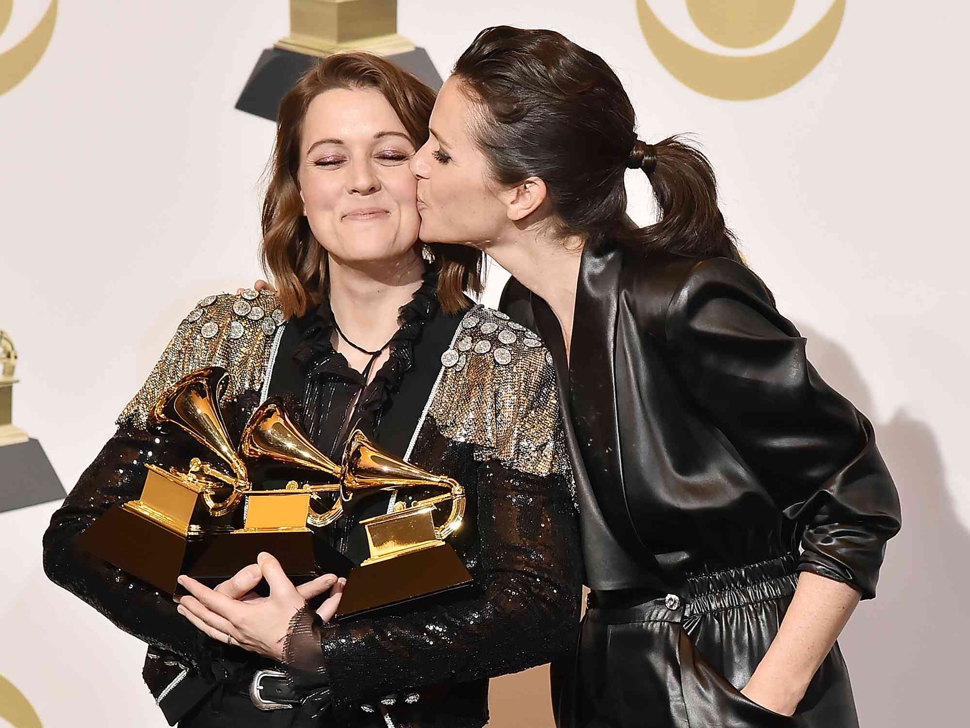 Brandi Carlile and Catherine Shepherd attend the 61st Annual Grammy Awards - Press Room at Staples Center on February 10, 2019 in Los Angeles, California