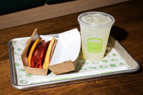 Classic Hot Dog and lemonade. Canada's first Shake Shack opens at Yonge and Dundass