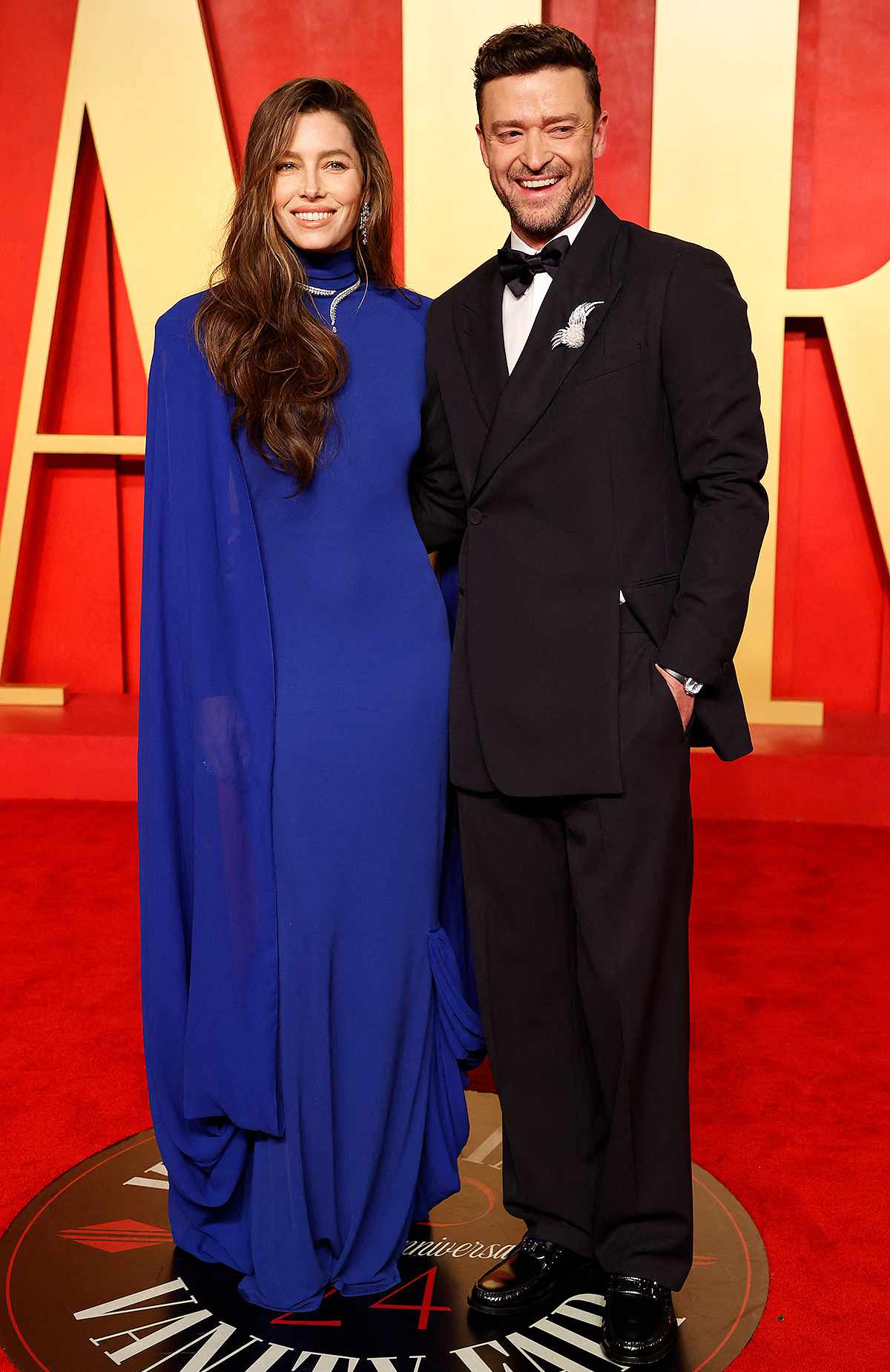 Justin Timberlake and his wife actress Jessica Biel attend the Vanity Fair Oscars Party