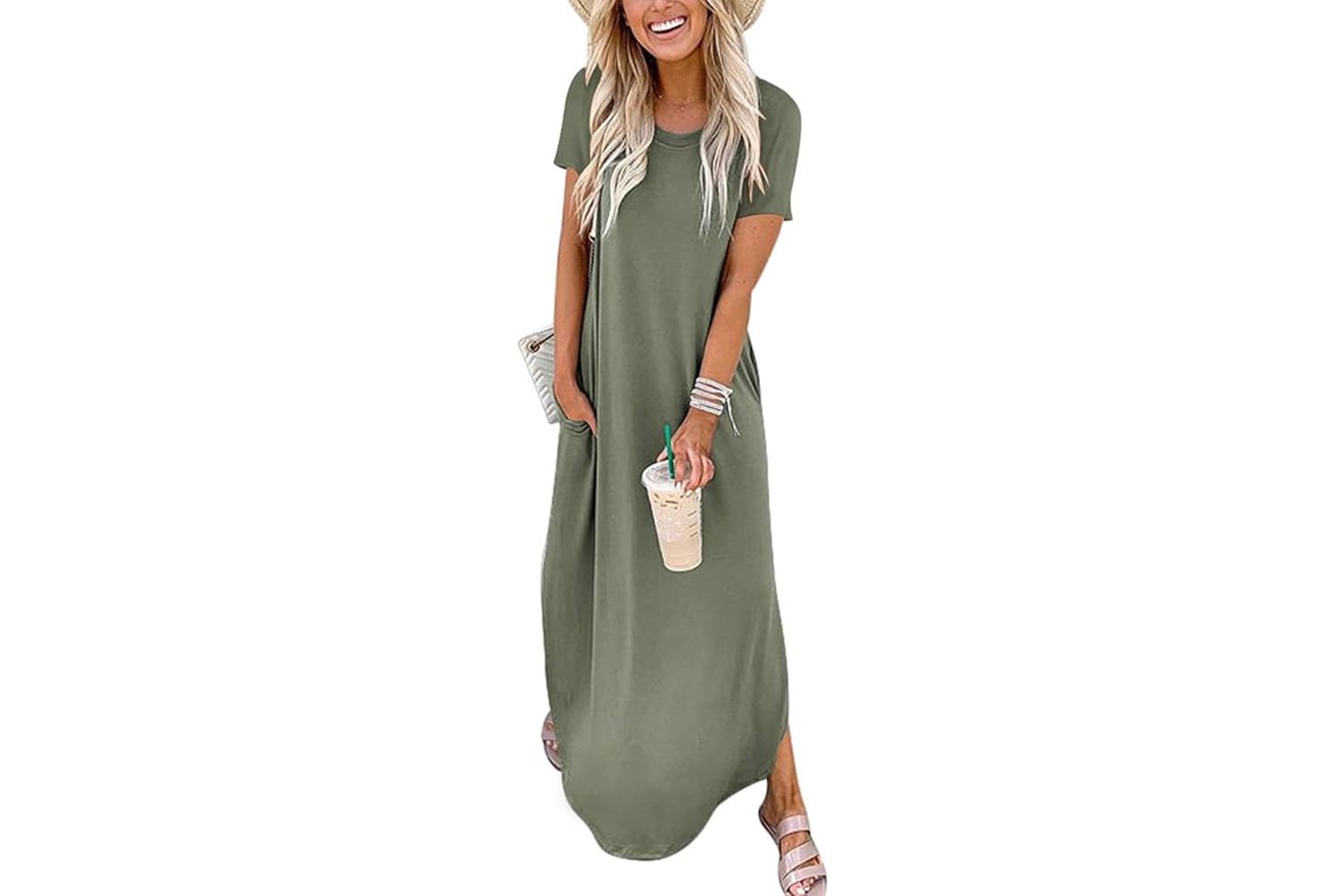 ANRABESS Women's Summer Casual Loose Short Sleeve Long T Shirt Dress