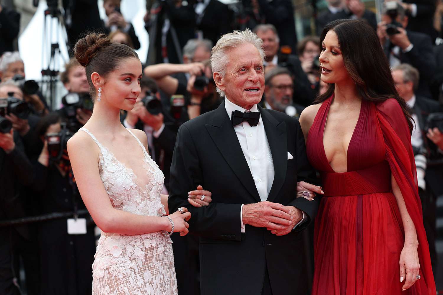 Carys Douglas (left), Michael Douglas and Catherine Zeta-Jones