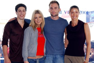 Jason Biggs, Tara Reid, Seann William Scott and Shannon Elisabeth at the Deauville Film Festival for American Cinema on September 2, 2001.