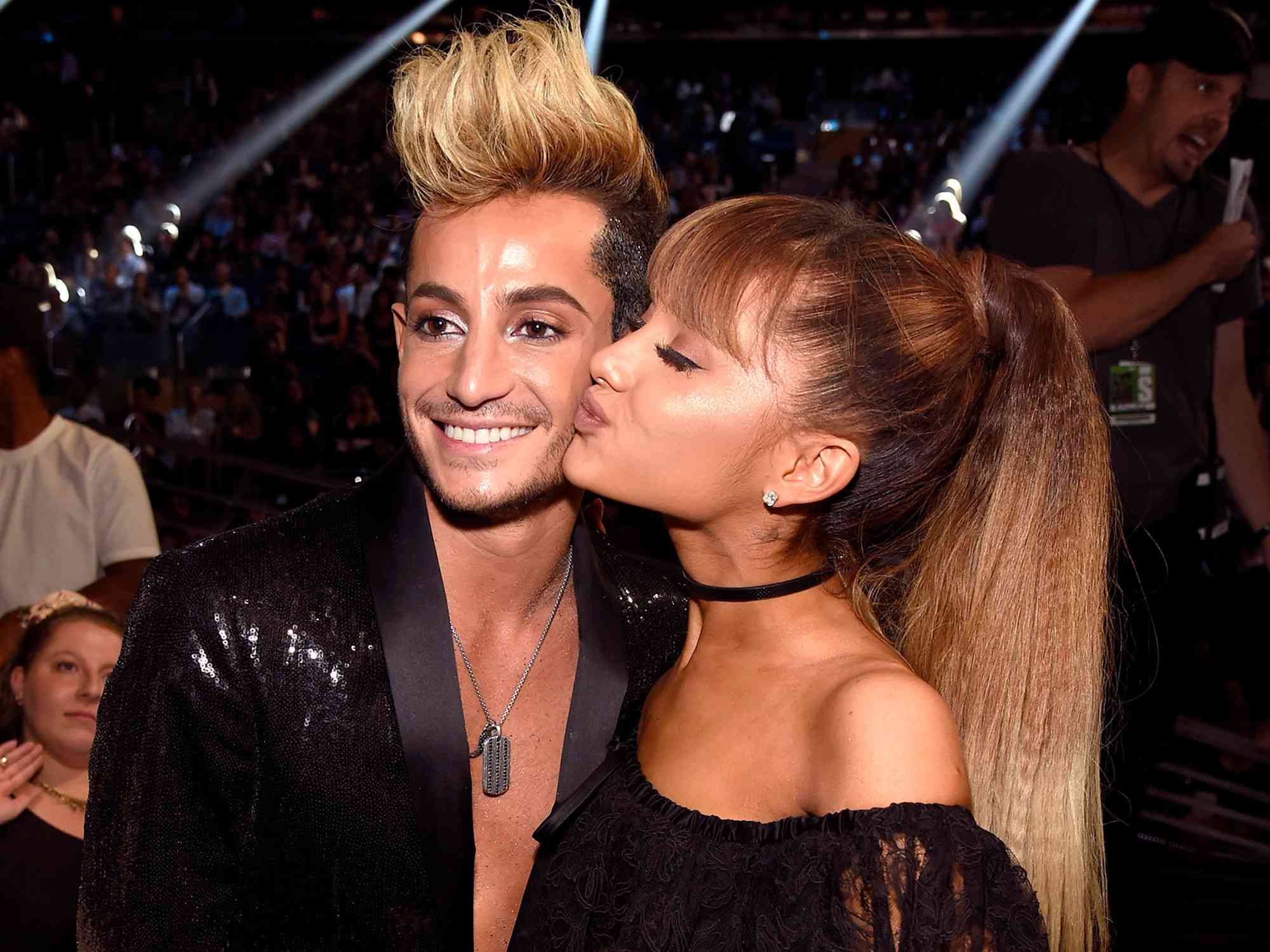 Frankie J. Grande (L) and Ariana Grande pose during the 2016 MTV Video Music Awards